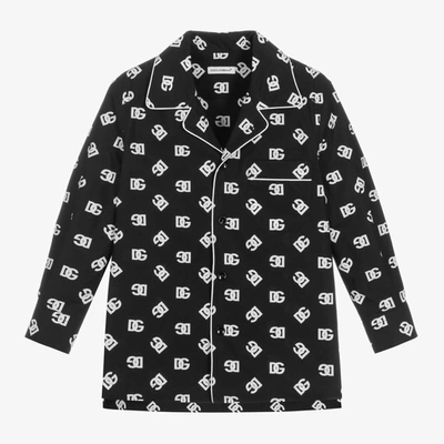 Shop Dolce & Gabbana Black & White Cotton Crossover Dg Shirt
