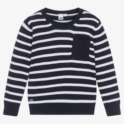 Shop Ido Baby Blue Breton Stripe Cotton Sweater