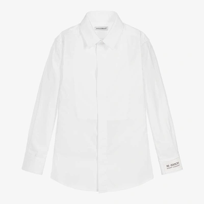 Shop Dolce & Gabbana Boys White Cotton Re-edition Shirt