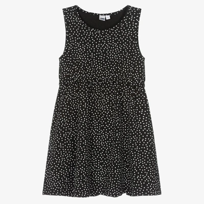Shop Ido Junior Girls Black Polka Dot Cotton Dress