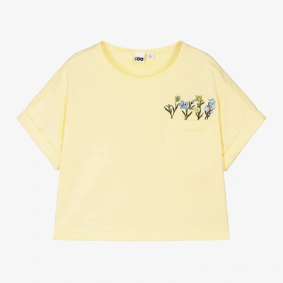 Shop Ido Junior Girls Yellow Floral Cotton T-shirt