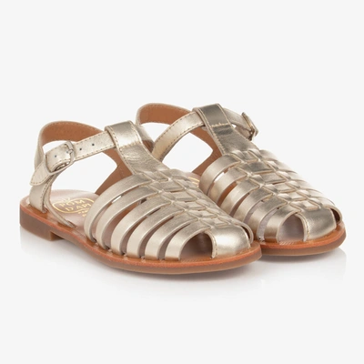 Shop Pom D'api Girls Gold Leather Sandals