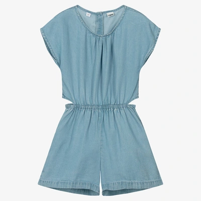 Shop Ido Junior Girls Blue Chambray Cut Out Playsuit