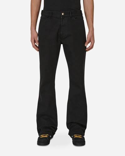 Shop Stockholm Surfboard Club Flared Cotton Twill Trousers In Black