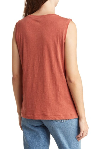 Shop Madewell Whisper Cotton Pocket Muscle Tank In Weathered Brick