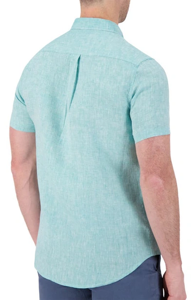 Shop Report Collection Short Sleeve Linen Shirt In Seafoam