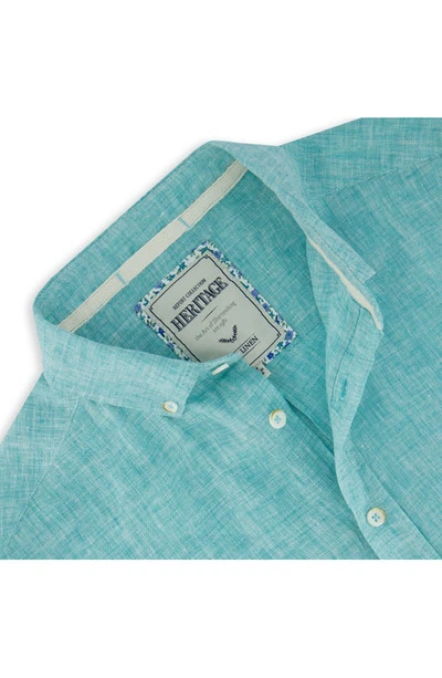 Shop Report Collection Short Sleeve Linen Shirt In Seafoam