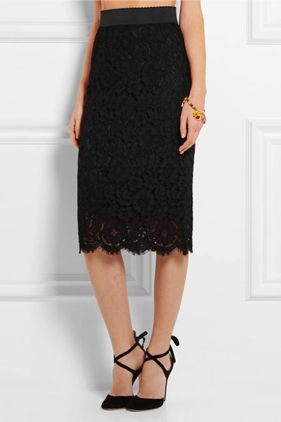 Shop Dolce & Gabbana Corded Lace Midi Skirt