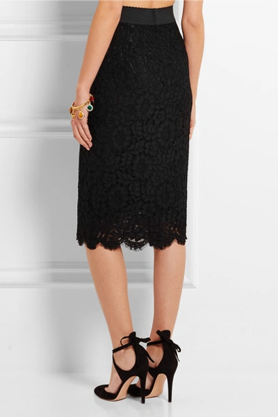 Shop Dolce & Gabbana Corded Lace Midi Skirt