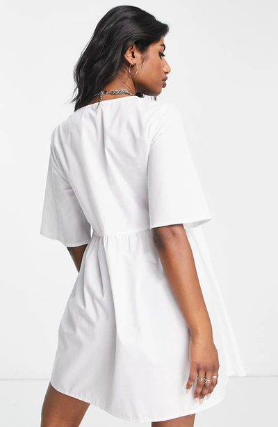 Shop Asos Design Faux Wrap Minidress In White