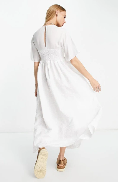 Shop Asos Design Smock Bodice Maxi Dress In White