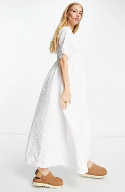 Shop Asos Design Smock Bodice Maxi Dress In White