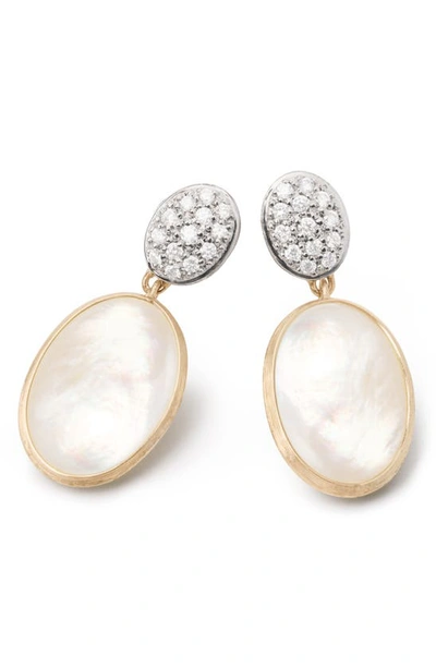 Shop Marco Bicego Siviglia 18k Yellow Gold, Diamond & Mother-of-pearl Drop Earrings In Yl/ Wh Gold