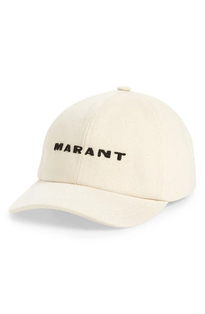 Shop Isabel Marant Tyron Logo Cotton Twill Baseball Cap In Ecru/ Black