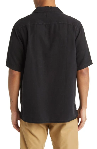 Shop Nn07 Julio 5029 Short Sleeve Lyocell & Linen Button-up Camp Shirt In Black