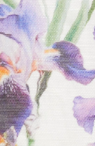 Shop Zimmermann Tama Plunge Neck Linen & Silk Dress In Iris Print