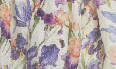 Shop Zimmermann Tama Plunge Neck Linen & Silk Dress In Iris Print