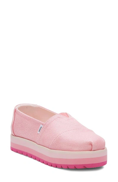 Shop Toms Kids' Classic Alpargata Platform Slip-on In Pink