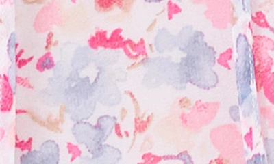 1.state Floral Smock Sleeve Tie Neck Blouse In Watercolor Red