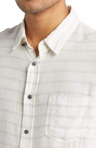 Shop Rails Carson Stripe Short Sleeve Linen Blend Buton-up Shirt In Dumont Stripe Linen Steel
