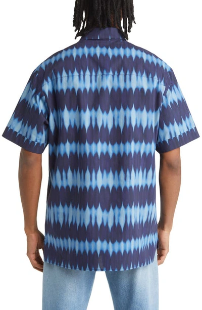 Shop Apc Ross Tie Dye Short Sleeve Cotton Button-up Shirt In Blue