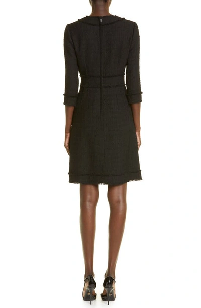 Dolce & Gabbana Raschel Button-embellished Wool-blend Tweed Dress In Black