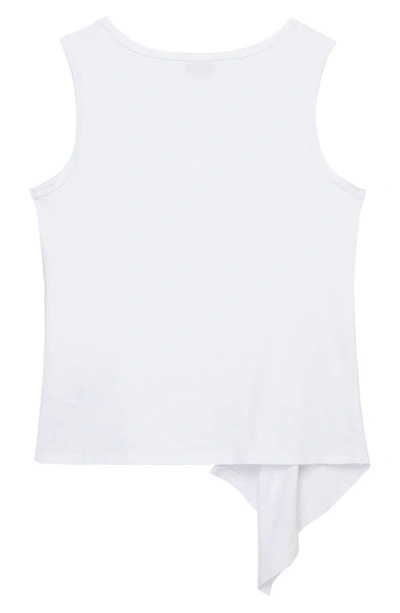 Shop Habitual Kids' Asymmetric Ruched Stretch Cotton Tank In White