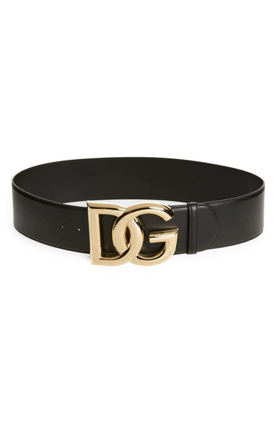 Shop Dolce & Gabbana Dg Logo Leather Belt In Nero