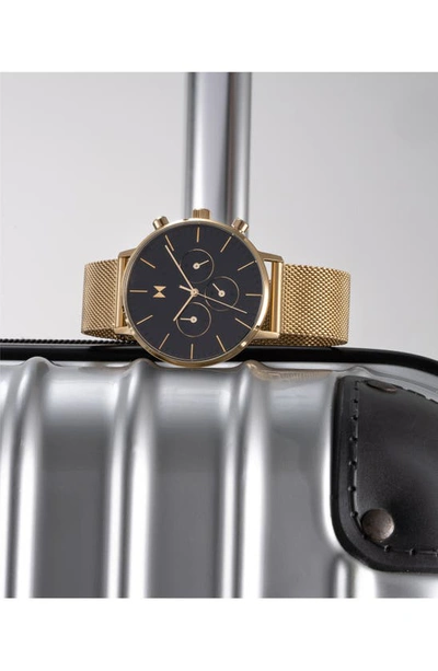 Mvmt Watches Mvmt Legacy Traveler Chronograph Mesh Strap Watch, 42mm In Black