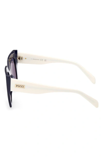 Shop Emilio Pucci 52mm Square Sunglasses In Shiny Blue / Blue