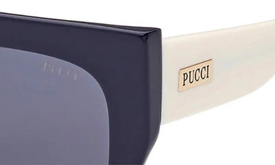 Shop Emilio Pucci 52mm Square Sunglasses In Shiny Blue / Blue