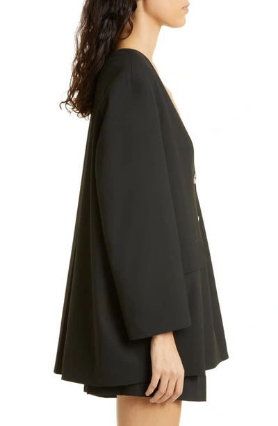 Shop Ganni Oversize Sweetheart Neck Blazer In Black