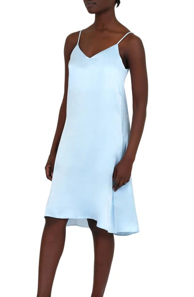 Shop Papinelle Pure Silk Slip Nightgown In Cloud Blue