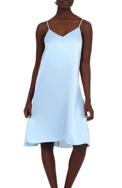Shop Papinelle Pure Silk Slip Nightgown In Cloud Blue