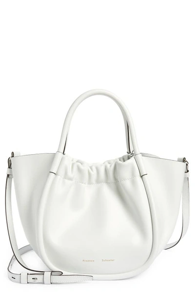 Shop Proenza Schouler Small Ruched Leather Crossbody Tote In 104 Optic White