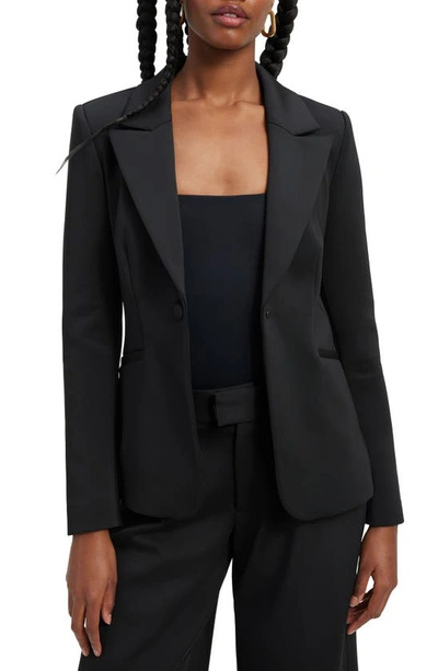 Good American Sculpted Velvet Blazer In Black001