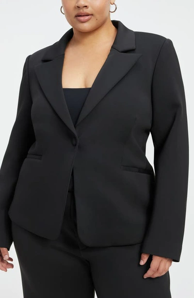 Good American Sculpted Velvet Blazer In Black001