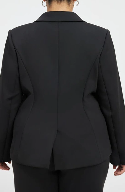 Good American Sculpted Velvet Blazer In Black001