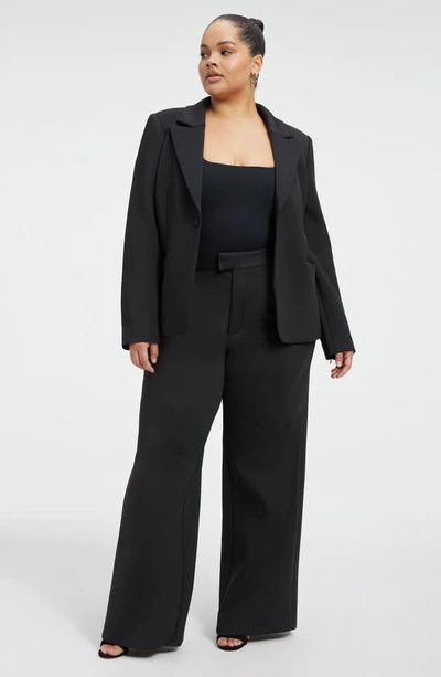 Good American Sculpted Velvet Blazer In Black001