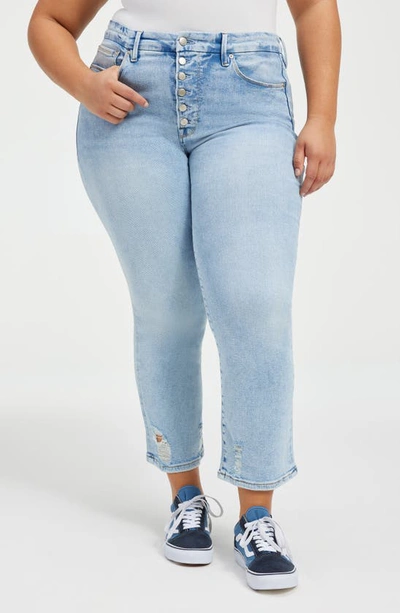 Good American Good Legs Button Fly Straight Leg Jeans In Indigo400