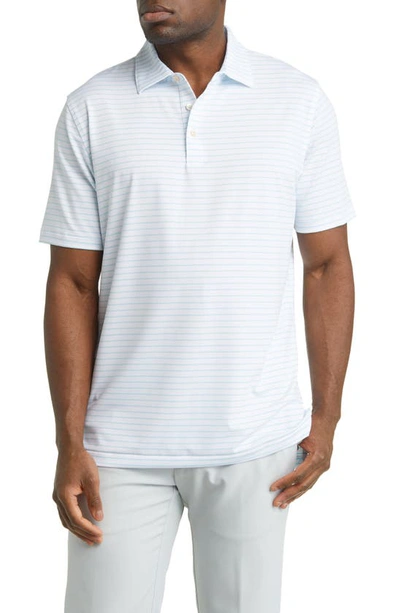 Shop Peter Millar Drum Performance Jersey Polo In White/ Radiant Blue