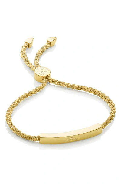 Shop Monica Vinader Engravable Linear Bar Friendship Bracelet In Gold Metallica