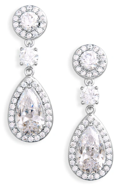 Shop Nadri Cubic Zirconia Halo Drop Earrings In Rhodium