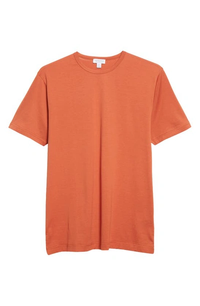 Shop Sunspel Crewneck T-shirt In Burnt Sienna