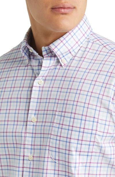 Shop Peter Millar Noland Crown Lite Check Stretch Button-down Shirt In Maritime