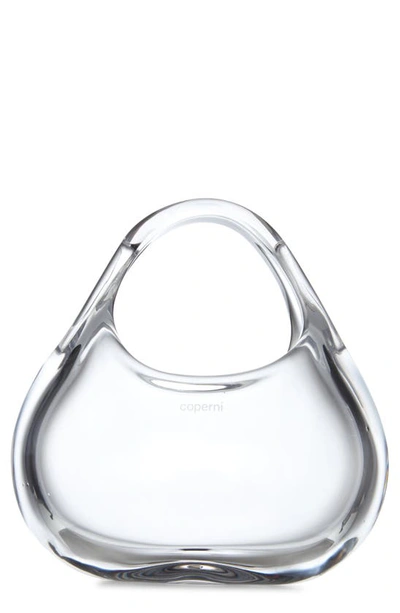 Shop Coperni Micro Swipe Glass Baguette Top Handle Bag In Glass Transparent