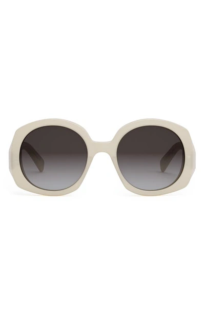 Shop Celine Bold 3 Dots 53mm Round Sunglasses In Ivory / Gradient Roviex