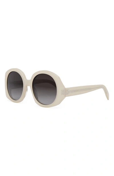 Shop Celine Bold 3 Dots 53mm Round Sunglasses In Ivory / Gradient Roviex