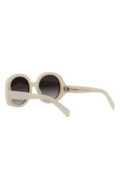 Shop Celine Bold 3 Dots 53mm Round Sunglasses In Ivory / Gradient Roviex