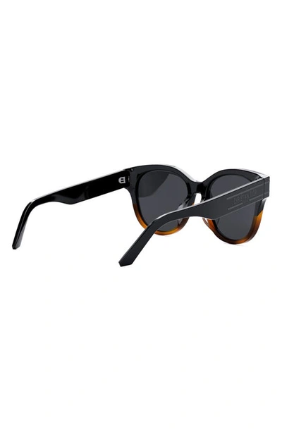 Shop Dior Signature B6f 55mm Round Sunglasses In Shiny Black / Smoke